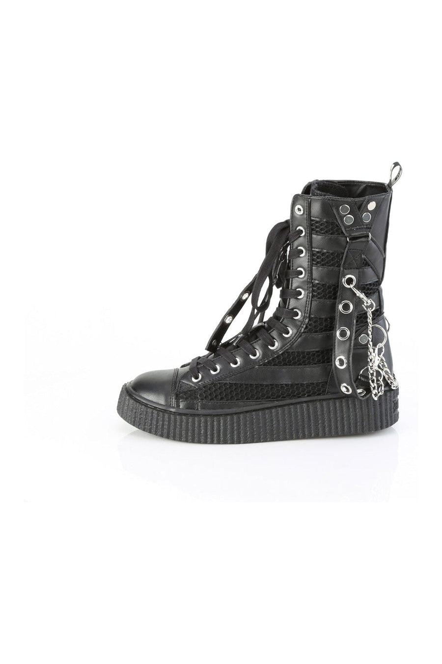 Demonia SNEEKER-325 Black Vegan Leather Creeper in Black Vegan Leather