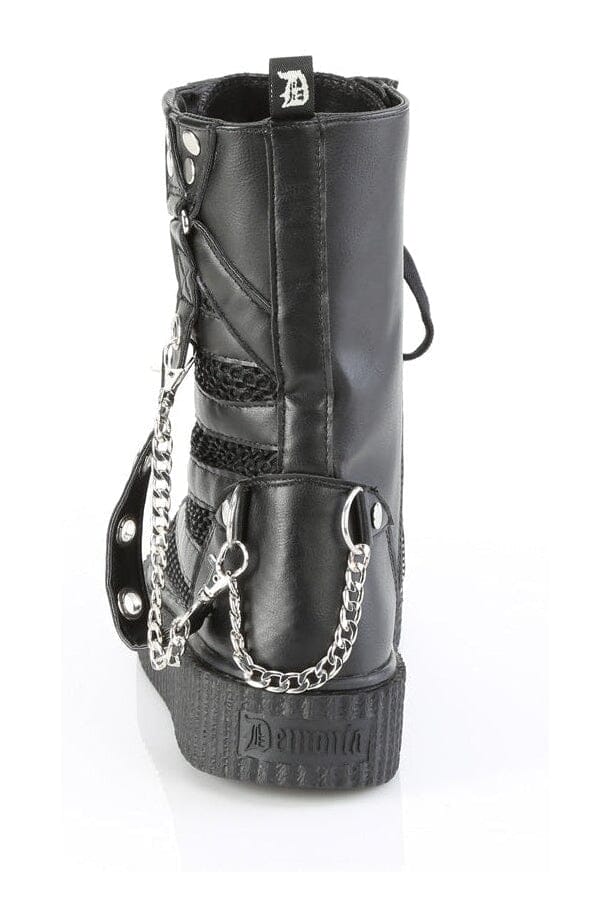Demonia SNEEKER-325 Black Vegan Leather Creeper in Black Vegan Leather
