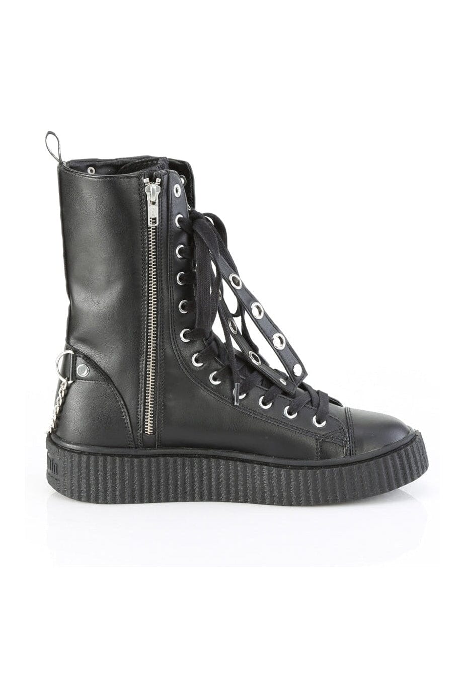 Demonia SNEEKER-325 Black Vegan Leather Creeper in Black Vegan Leather