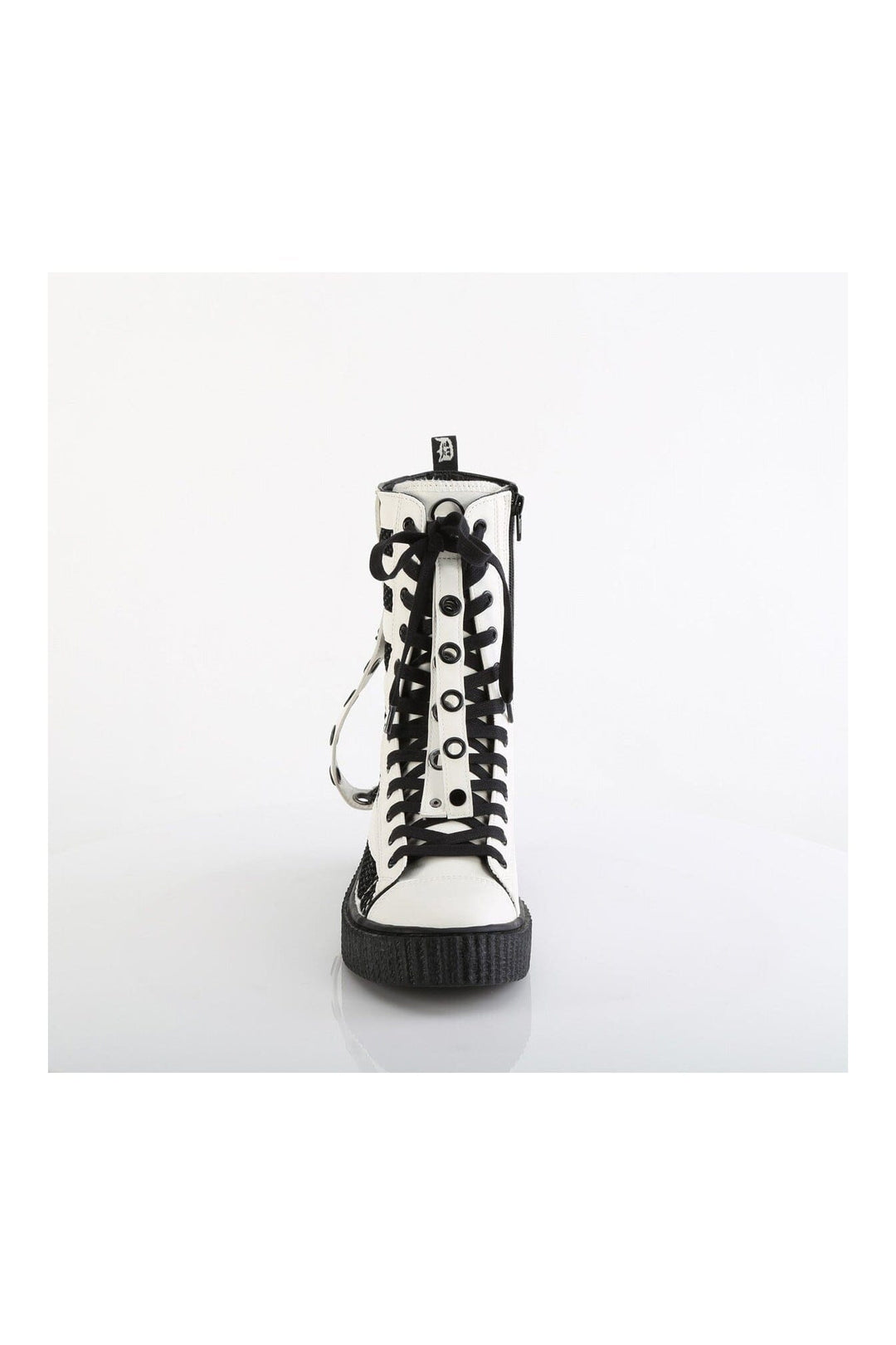 Demonia SNEEKER-325 White Vegan Leather Creeper in White Vegan Leather