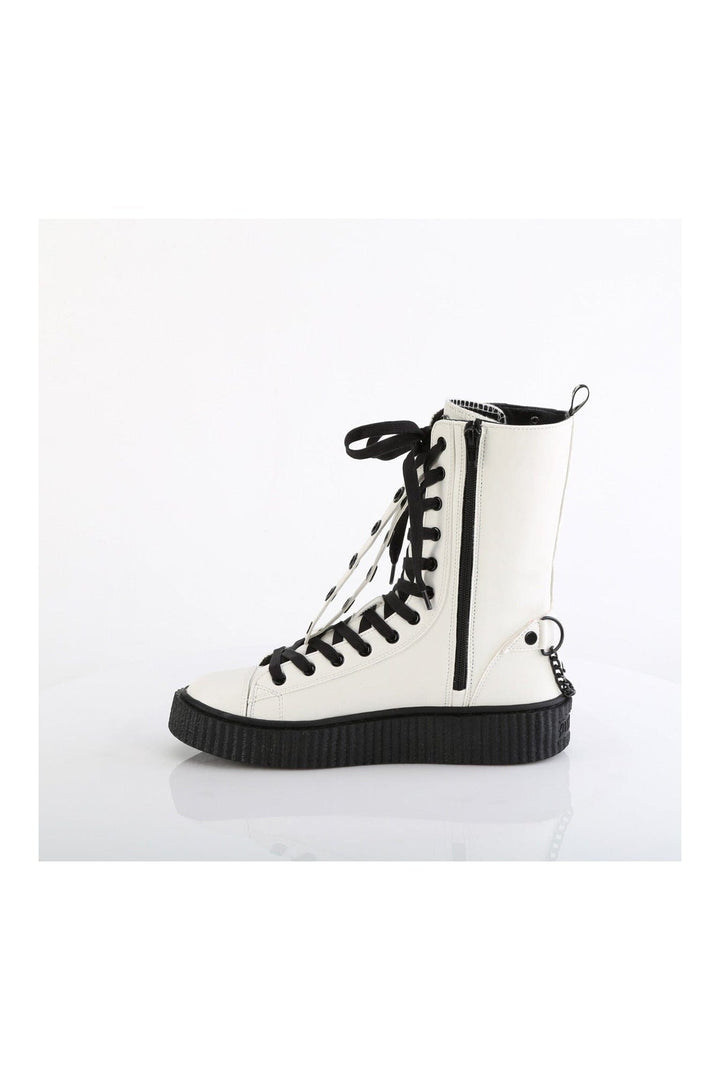 SNEEKER-325 White Vegan Leather Creeper