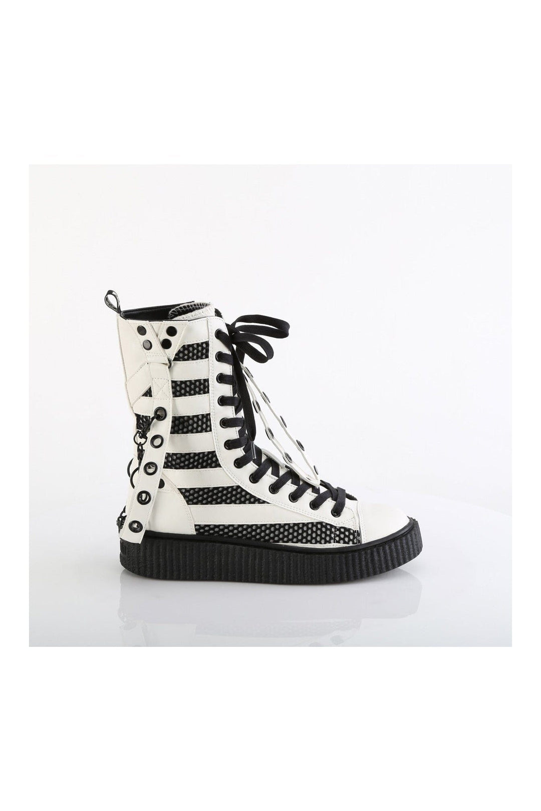 Demonia SNEEKER-325 White Vegan Leather Creeper in White Vegan Leather