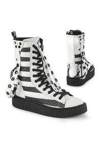 Demonia SNEEKER-325 White Vegan Leather Creeper in White Vegan Leather from SexyShoes.com