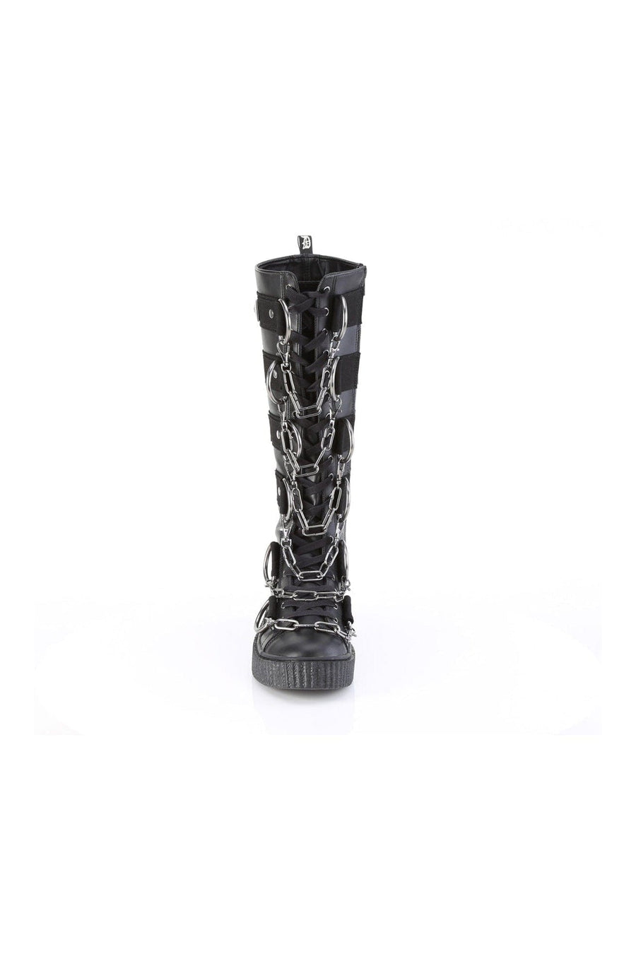 Demonia SNEEKER-405 Black Vegan Leather Knee Boot in Black Vegan Leather