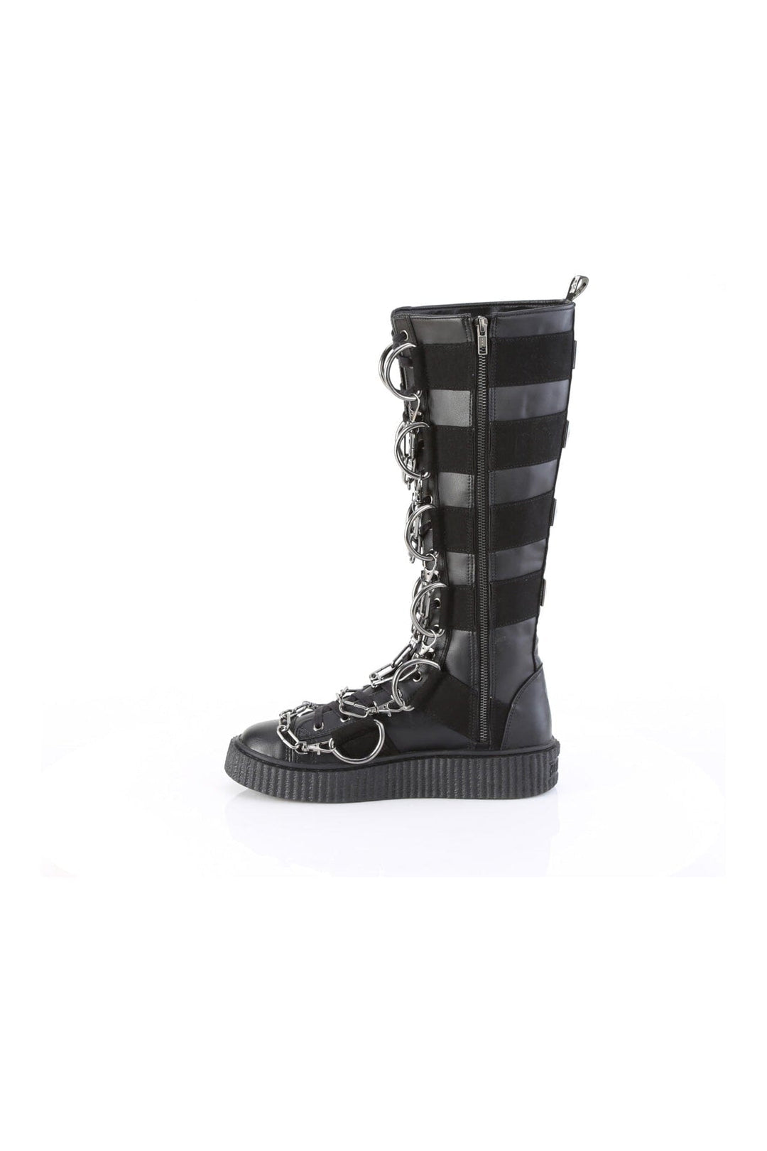 SNEEKER-405 Black Vegan Leather Knee Boot