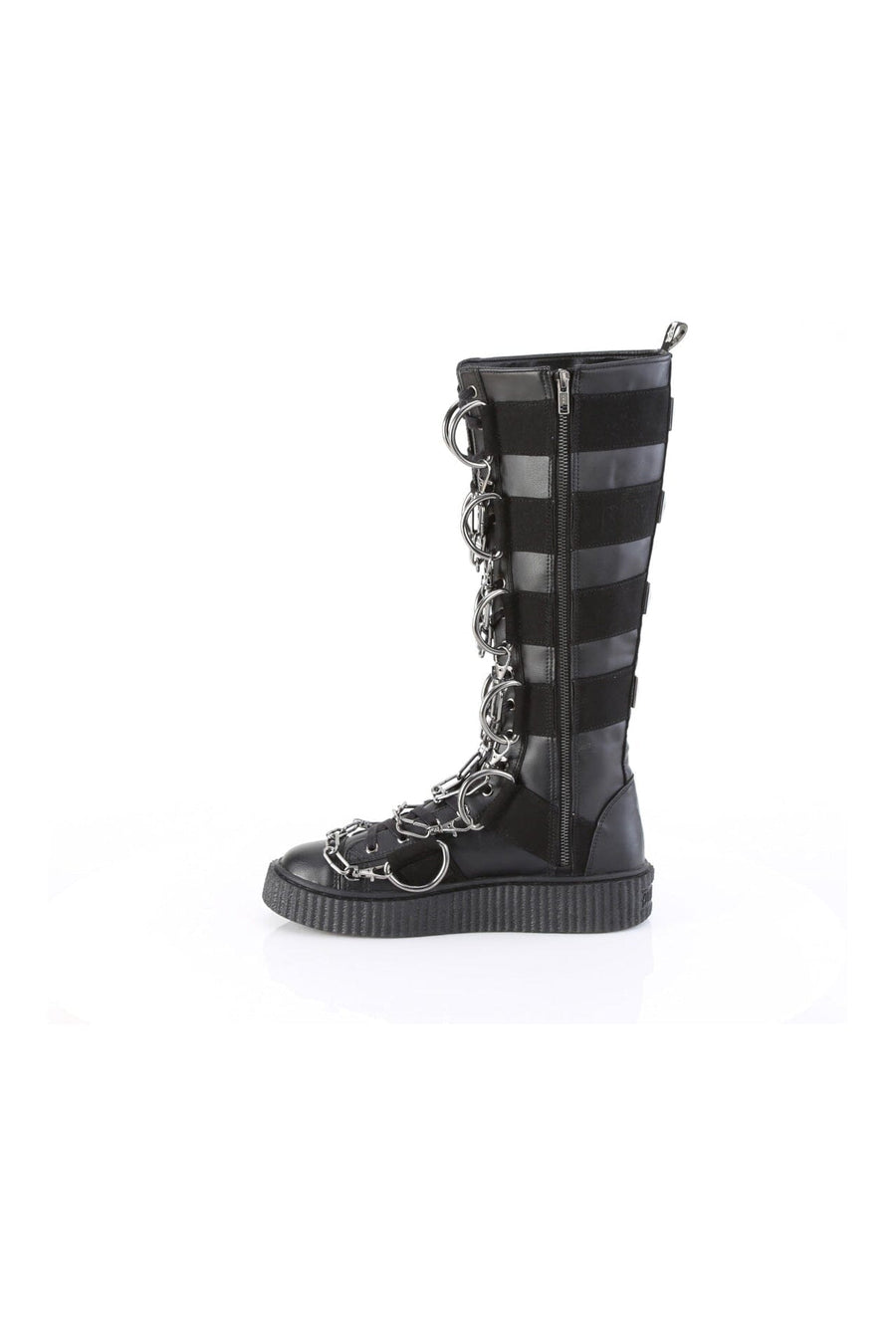 Demonia SNEEKER-405 Black Vegan Leather Knee Boot in Black Vegan Leather