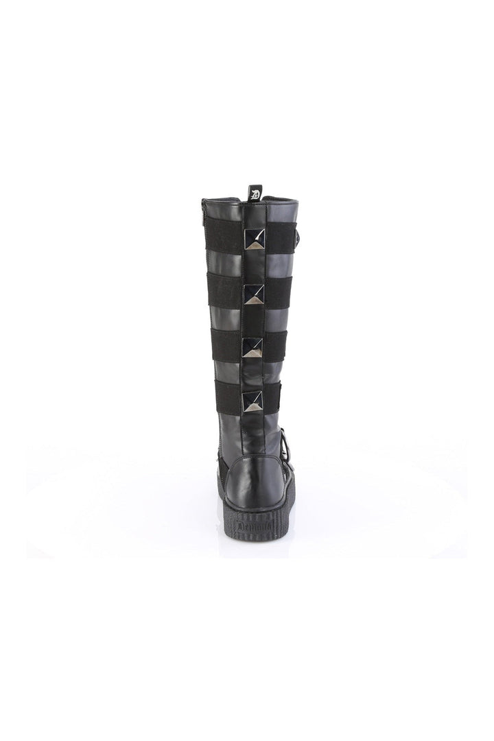 SNEEKER-405 Black Vegan Leather Knee Boot