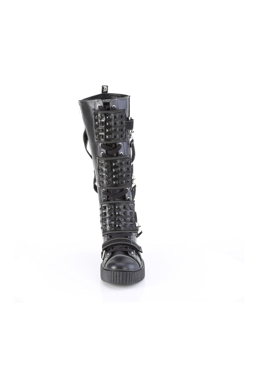 Demonia SNEEKER-410 Black Vegan Leather Knee Boot in Black Vegan Leather