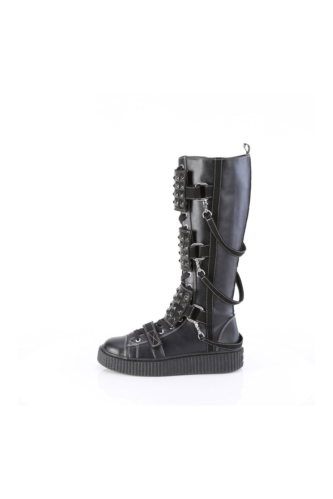 SNEEKER-410 Black Vegan Leather Knee Boot