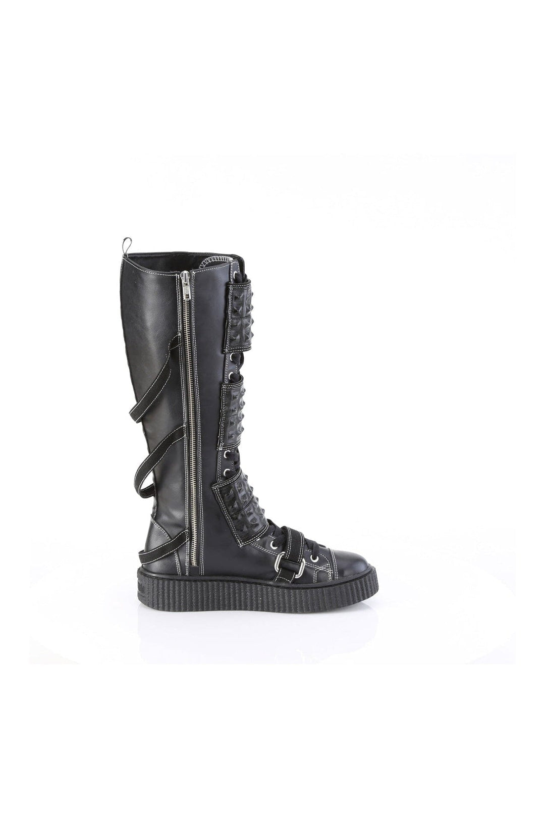 Demonia SNEEKER-410 Black Vegan Leather Knee Boot in Black Vegan Leather
