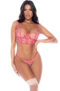 2-Piece Bustier Lingerie Set with Lace-Up Back