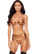4PC Precious Liquid Bronze Edgy Garter Set