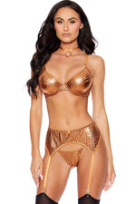 4PC Precious Liquid Bronze Edgy Garter Set