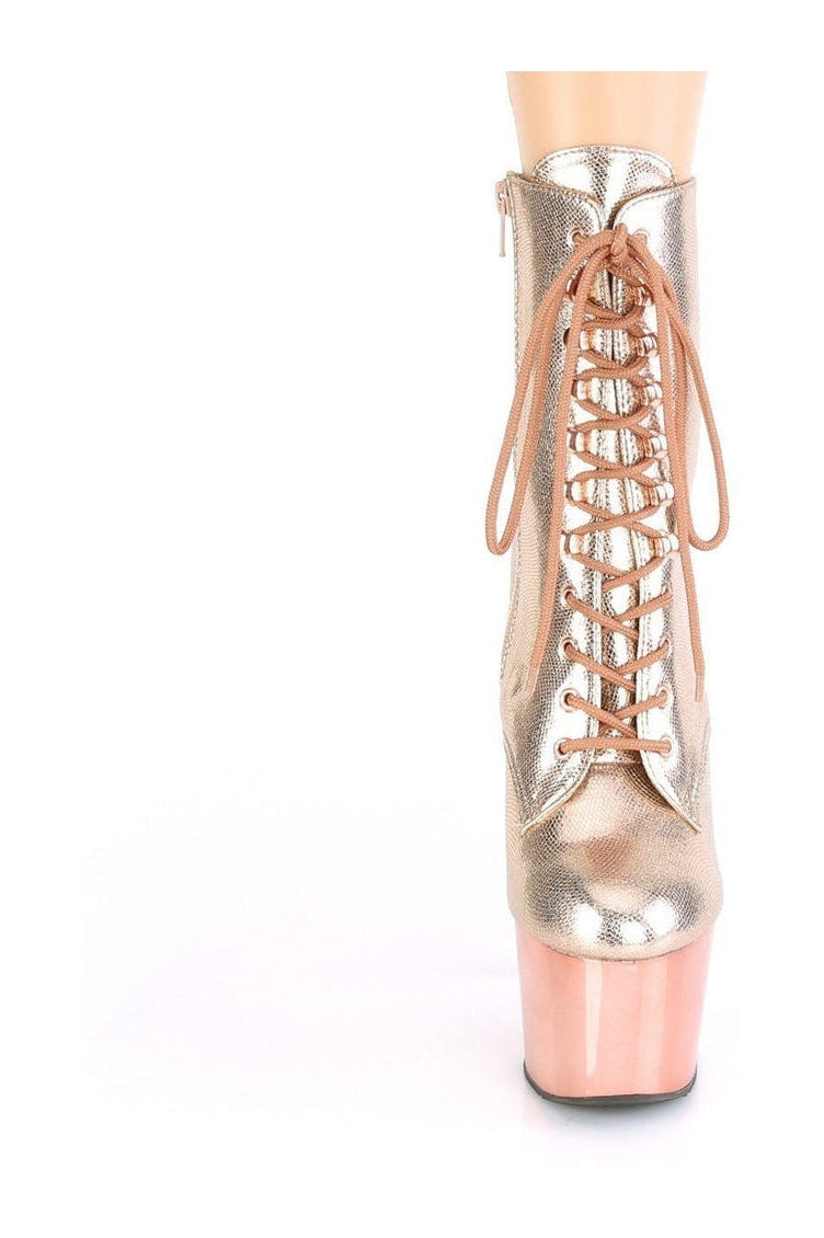 ADORE-1020 Stripper Boot | RoseGold Faux Leather-Ankle Boots-Pleaser-SEXYSHOES.COM