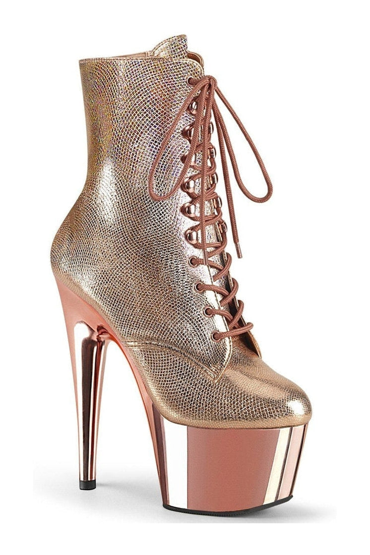 ADORE-1020 Stripper Boot | RoseGold Faux Leather-Ankle Boots-Pleaser-RoseGold-6-Faux Leather-SEXYSHOES.COM