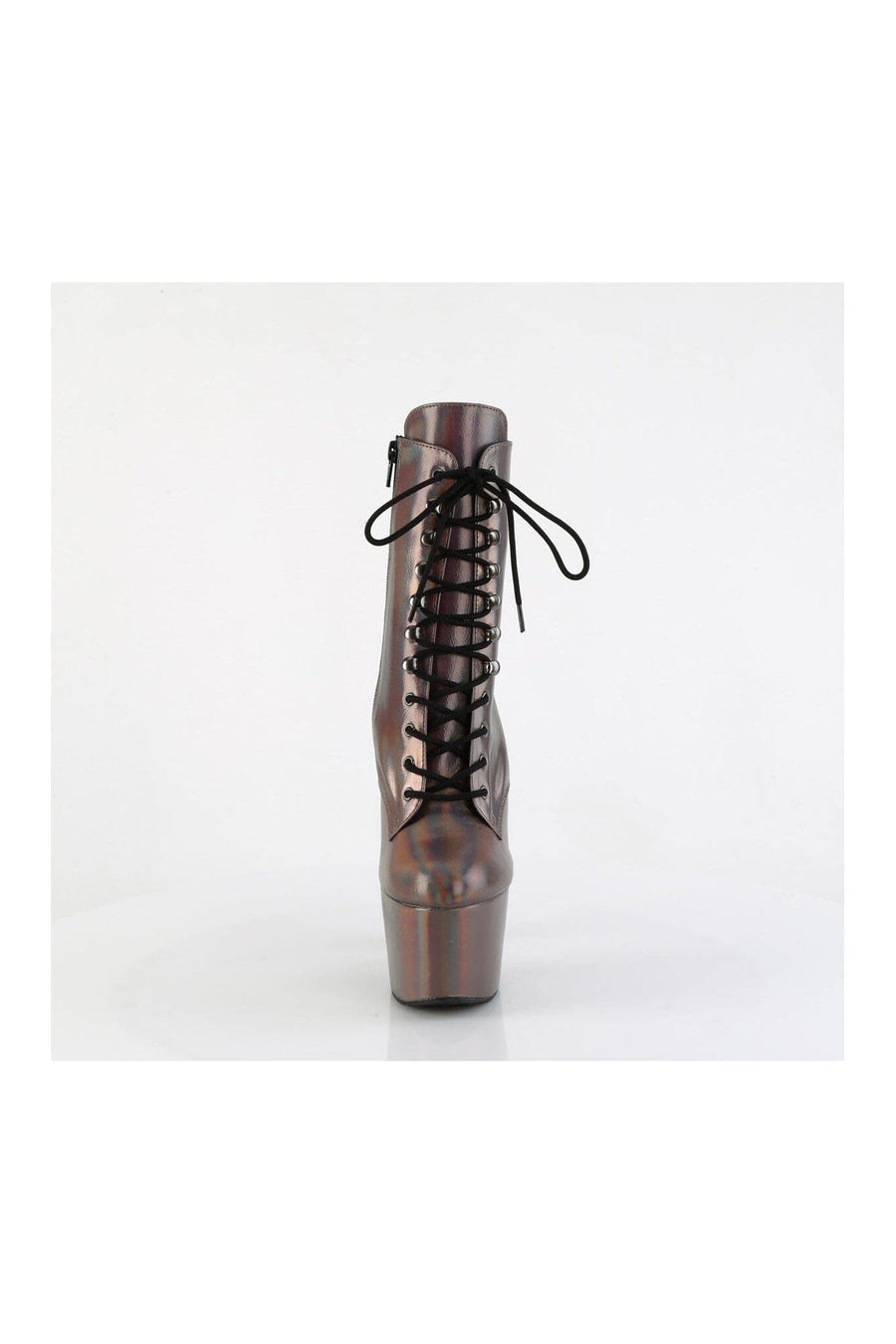 Pleaser Brand SS ADORE 1020HG Pewter Hologram Ankle Boot in Pewter Hologram