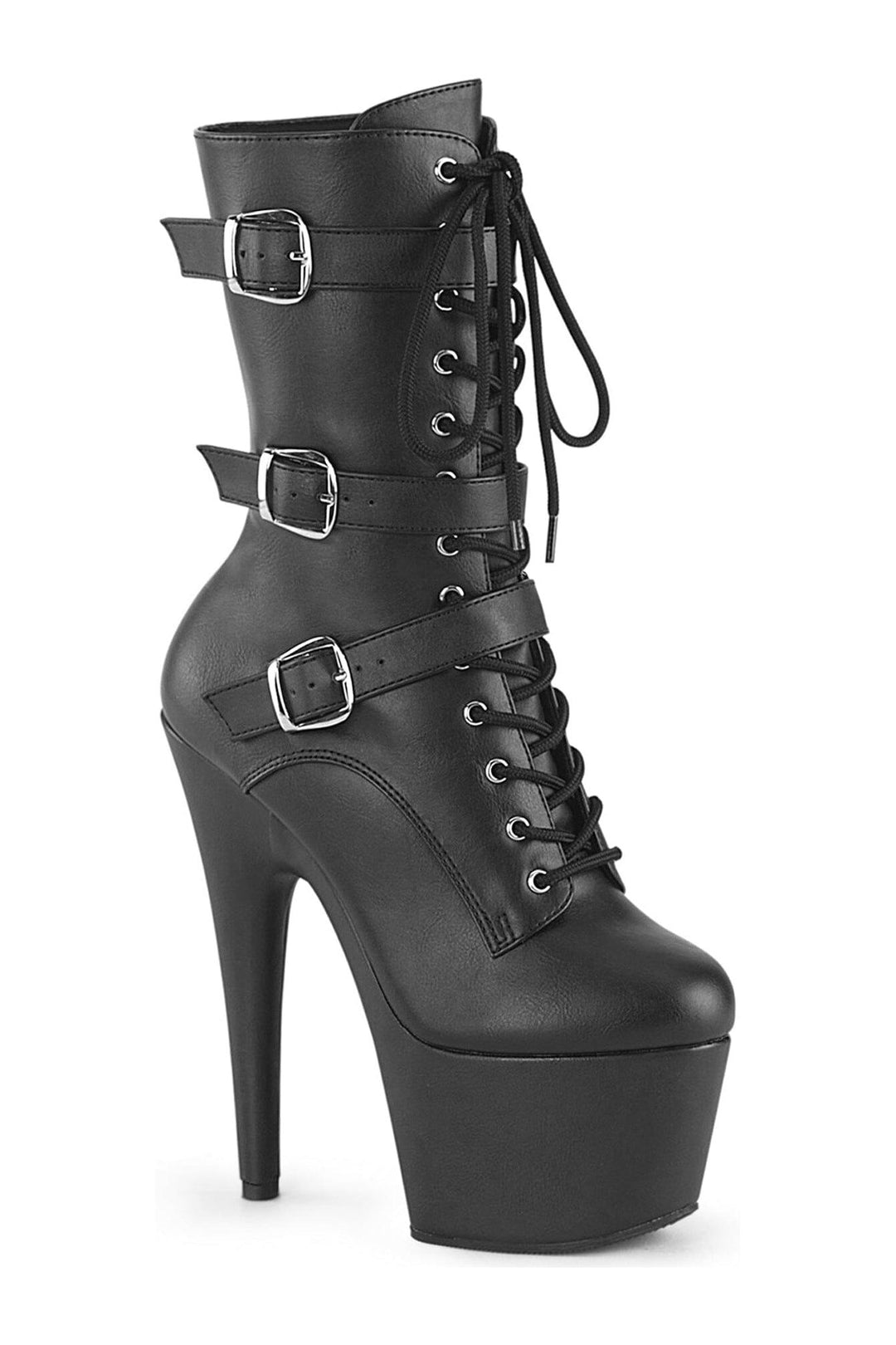 ADORE-1043 Black Faux Leather Ankle Boot-Ankle Boots-Pleaser-Black-10-Faux Leather-SEXYSHOES.COM
