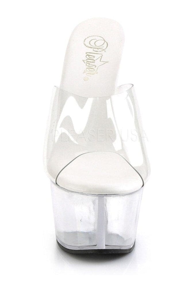 Pleaser Brand SS ASPIRE 601 Platform Slide in Clear Vinyl