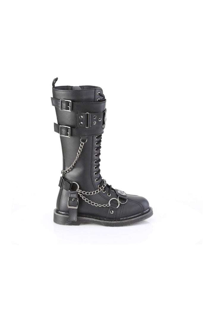 SS-BOLT-415 Black Vegan Leather Combat Boot