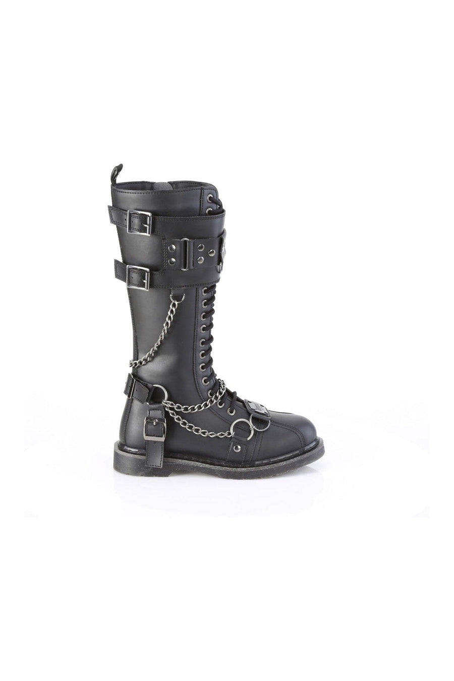 SS-BOLT-415 Black Vegan Leather Combat Boot-Footwear-SEXYSHOES.COM