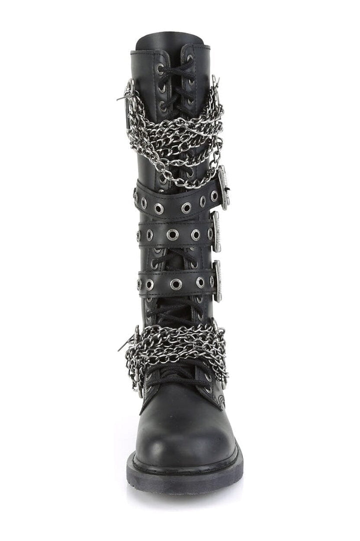 SS-BOLT-450 Black Vegan Leather Combat Boot