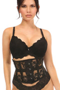 SS-Black Sheer Lace Waist Cincher Corset