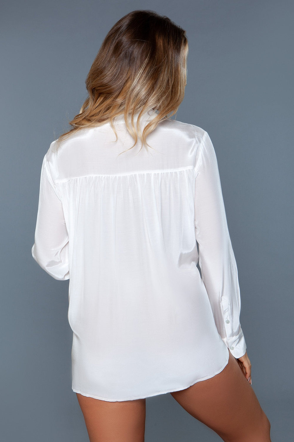 Button Front Long Sleeve Sleepshirt-Sleepwear-BeWicked-SEXYSHOES.COM