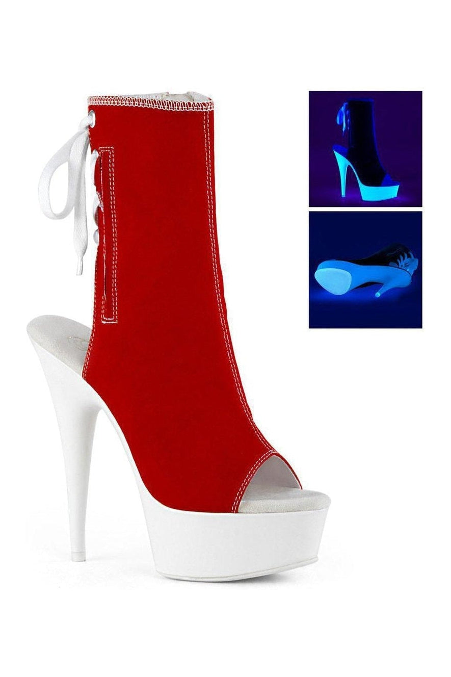DELIGHT-1018SK Red Canvas Ankle Boot-Ankle Boots-Pleaser-Red-7-Canvas-SEXYSHOES.COM