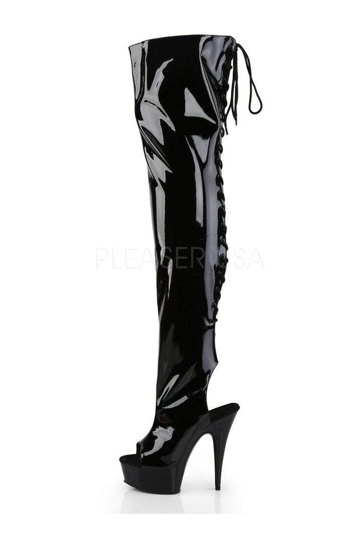 DELIGHT-3017 Platform Boot | Black Patent-Pleaser-Thigh Boots-SEXYSHOES.COM