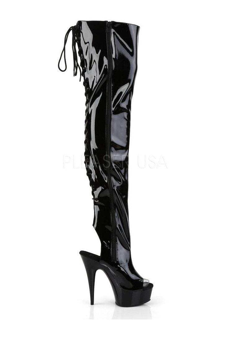DELIGHT-3017 Platform Boot | Black Patent-Pleaser-Thigh Boots-SEXYSHOES.COM