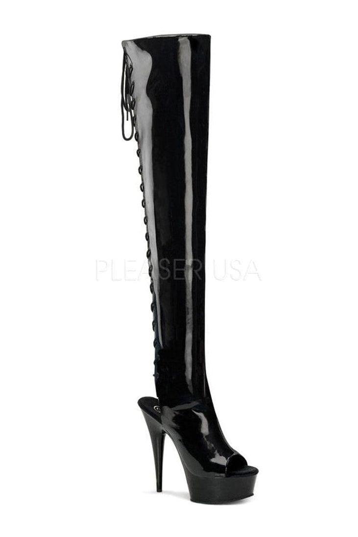 Pleaser Brand SS DELIGHT 3017 Platform Boot in Black Patent from SexyShoes.com