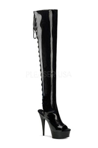 Pleaser Brand SS DELIGHT 3017 Platform Boot in Black Patent from SexyShoes.com