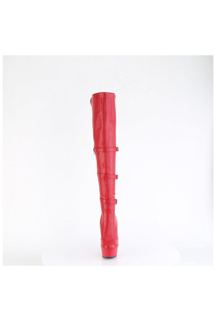SS-DELIGHT-3018 Red Faux Leather Knee Boot