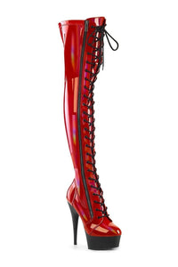 Pleaser SS DELIGHT 3029 Red Patent Thigh Boot in Red Patent from SexyShoes.com