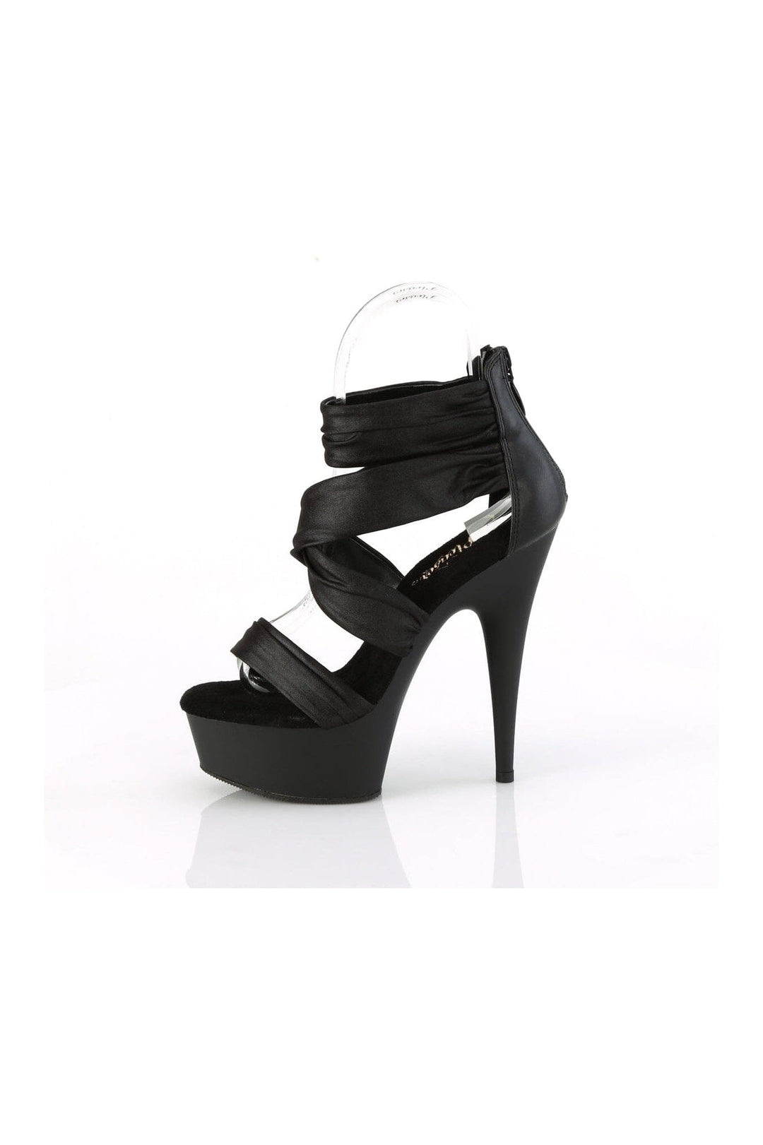 Pleaser Brand SS DELIGHT 620 Black Faux Leather Sandal in Black Faux Leather