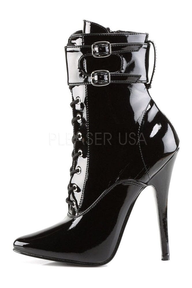 DOMINA-1023 Ankle Boot | Black Patent-Devious-Ankle Boots-SEXYSHOES.COM