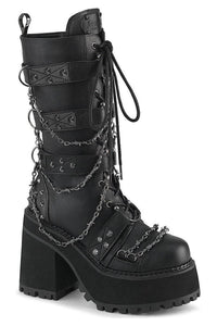 Demonia  ASSAULT-117 Knee Boot in Black Faux Leather from SexyShoes.com