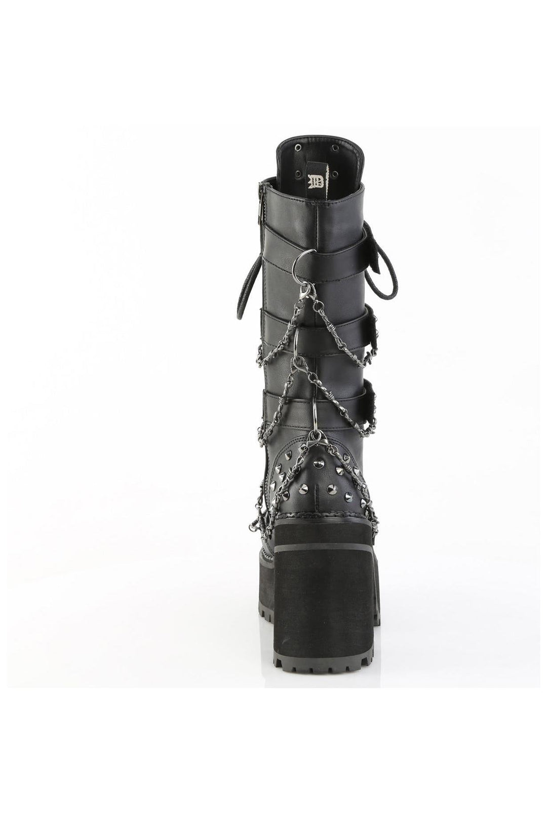 Demonia  ASSAULT-117 Knee Boot in Black Faux Leather