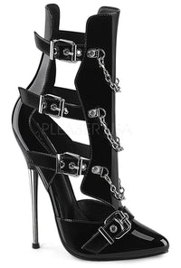Pleaser Brand SS Devious DAGGER 15 Ankle Boot in Black Patent from SexyShoes.com