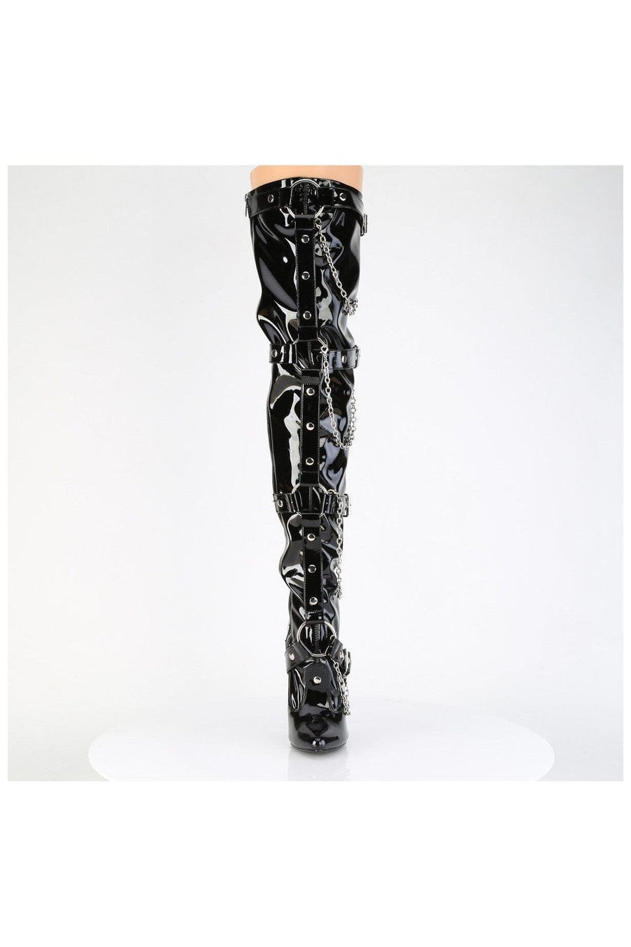 Devious Devious DOMINA-3027 Thigh Boot in Black Patent