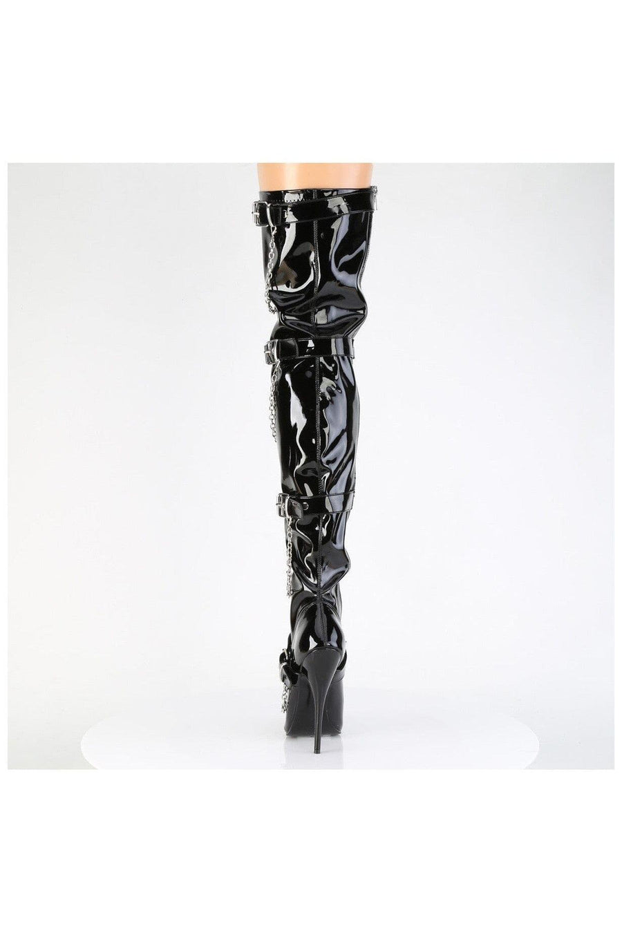 Devious Devious DOMINA-3027 Thigh Boot in Black Patent