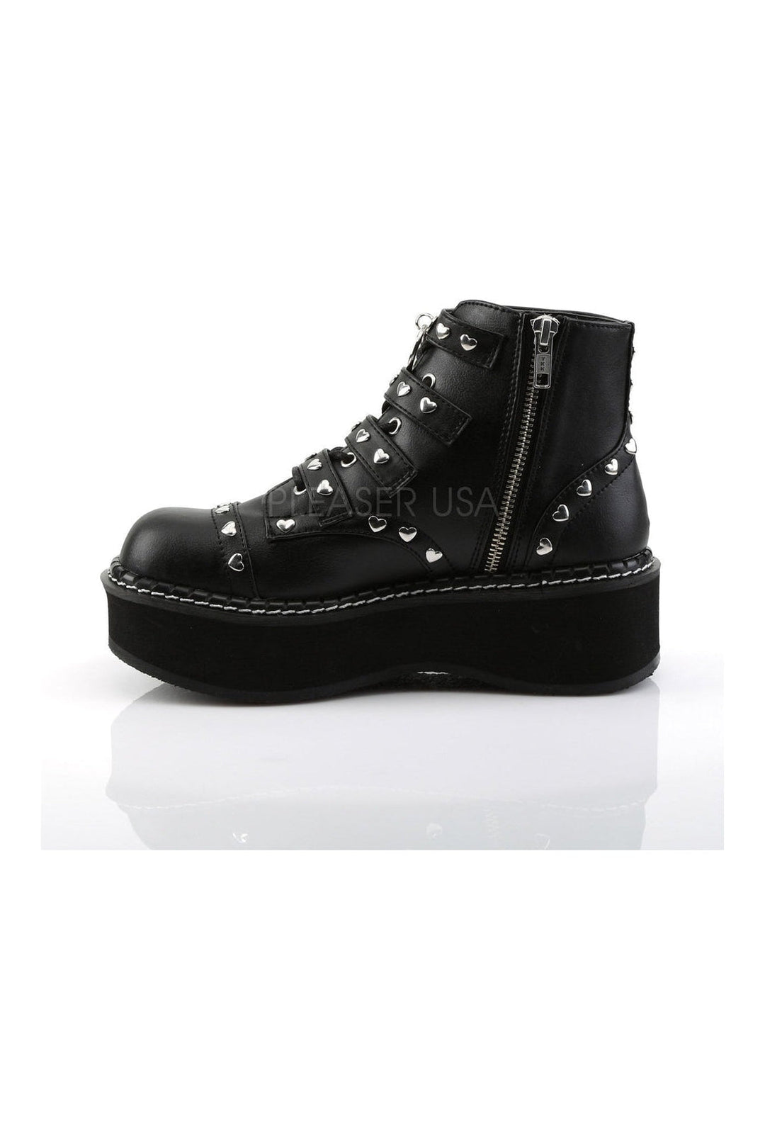 EMILY-315 Demonia Ankle Boot | Black Faux Leather-Demonia-Ankle Boots-SEXYSHOES.COM