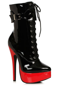 Ellie Shoes Ellie 652 CONSORT 6.5" Lace Up Ankle Boot in Black Faux Leather from SexyShoes.com