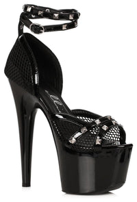 Ellie Shoes Ellie 709 SLEEK 7" Platform with Studded Ankle Strap in Black Mesh from SexyShoes.com