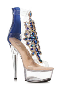 Ellie Brand SS Ellie Shoes 609 LARA Stiletto With Rhinestone Upper in Blue Faux Leather from SexyShoes.com