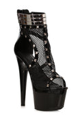 SS-Ellie Shoes 709-FORGE Stiletto Boot with Fishnet & Stud Embellishments