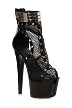 SS-Ellie Shoes 709-FORGE Stiletto Boot with Fishnet & Stud Embellishments