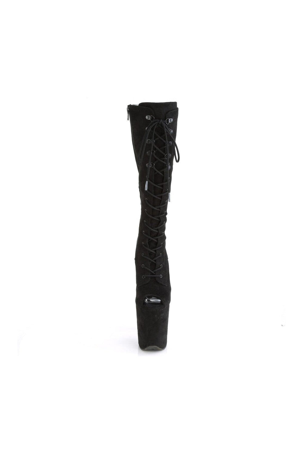 FLAMINGO-2051FS Stripper Boot | Black Faux Suede-Knee Boots-Pleaser-SEXYSHOES.COM