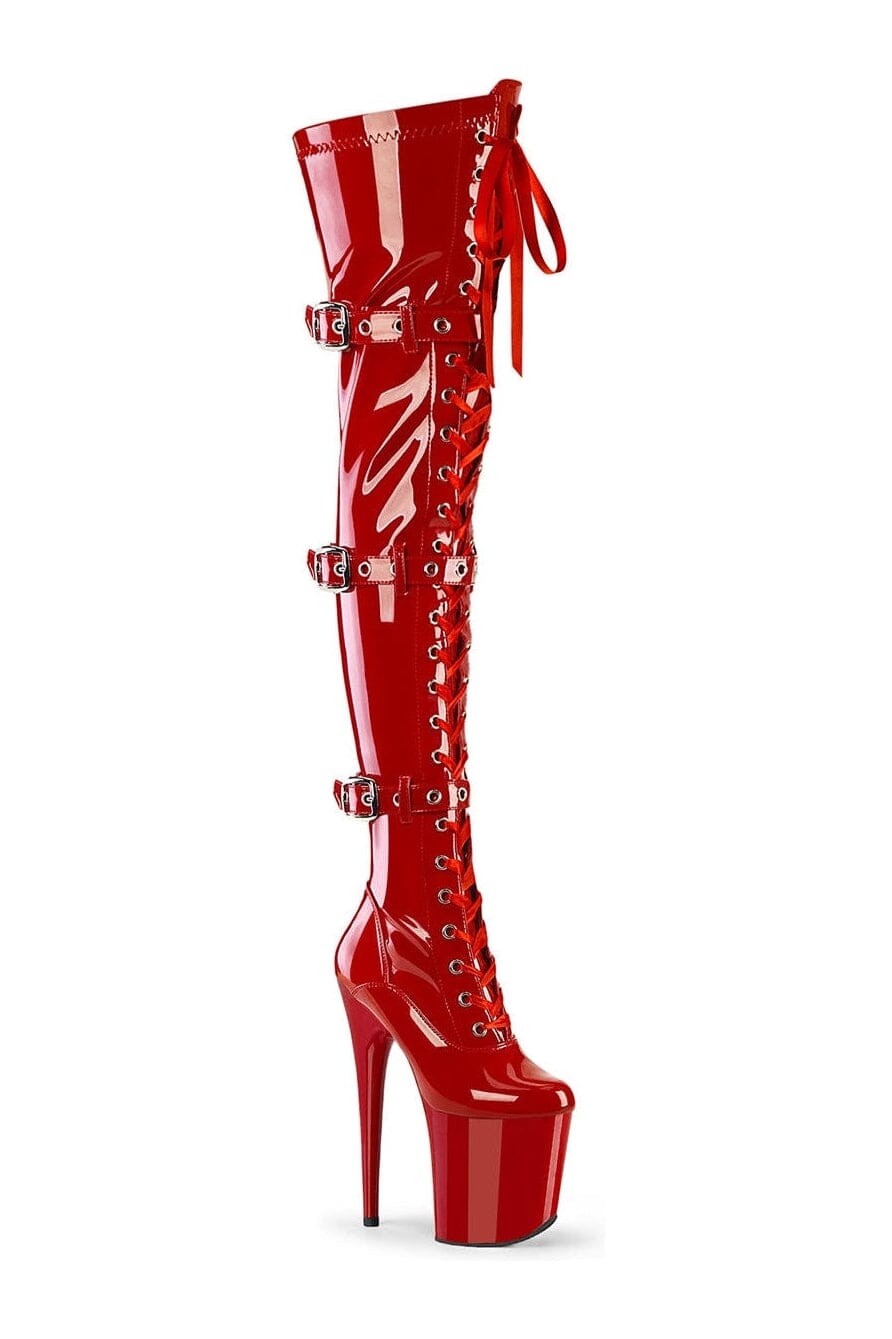 FLAMINGO-3028 Red Patent Thigh Boot-Thigh Boots-Pleaser-Red-10-Patent-SEXYSHOES.COM
