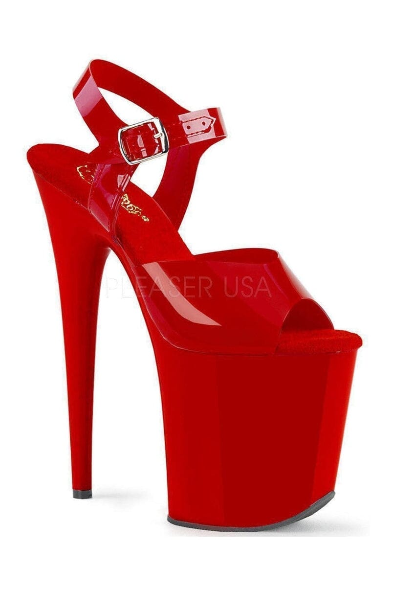 FLAMINGO-808N Platform Sandal | Red Faux Leather-Pleaser-SEXYSHOES.COM